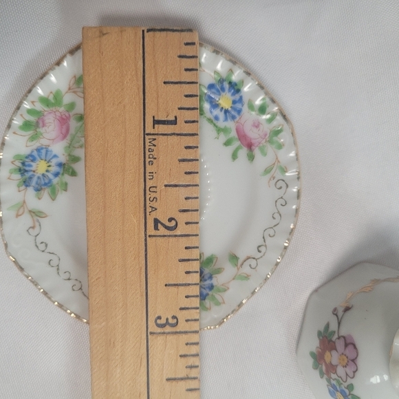 VTG Porcelain Mini Cup & Saucer Set Parrot Handle Hand Painted Japan - Picture 9 of 10